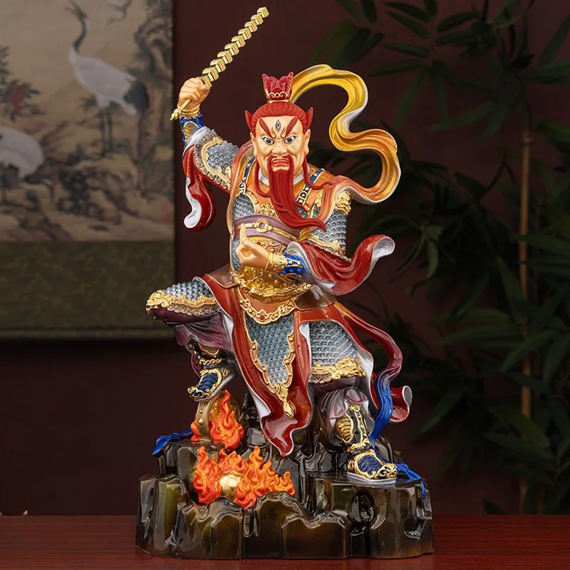 Statue du gardien taoïste en laiton Wang Lingguan