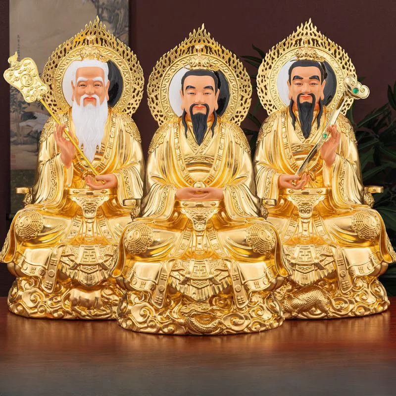 Ensemble de trois statues pures en laiton pour sanctuaire du temple