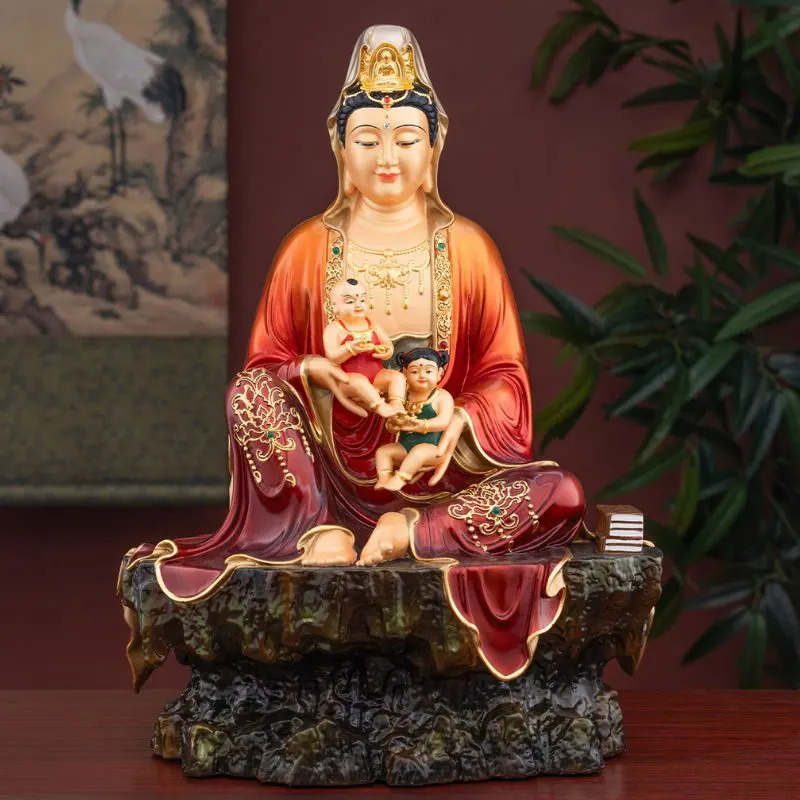 Autel familial Enfant donnant la statue du Bodhisattva Guanyin
