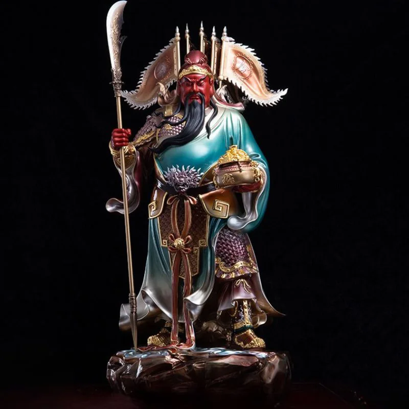 Statue en bronze de Guan Yu à cinq drapeaux