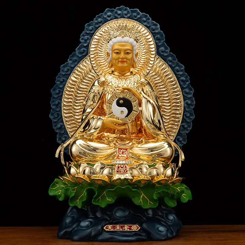 Statue de Wusheng Wuji Laomu en laiton doré à bijoux