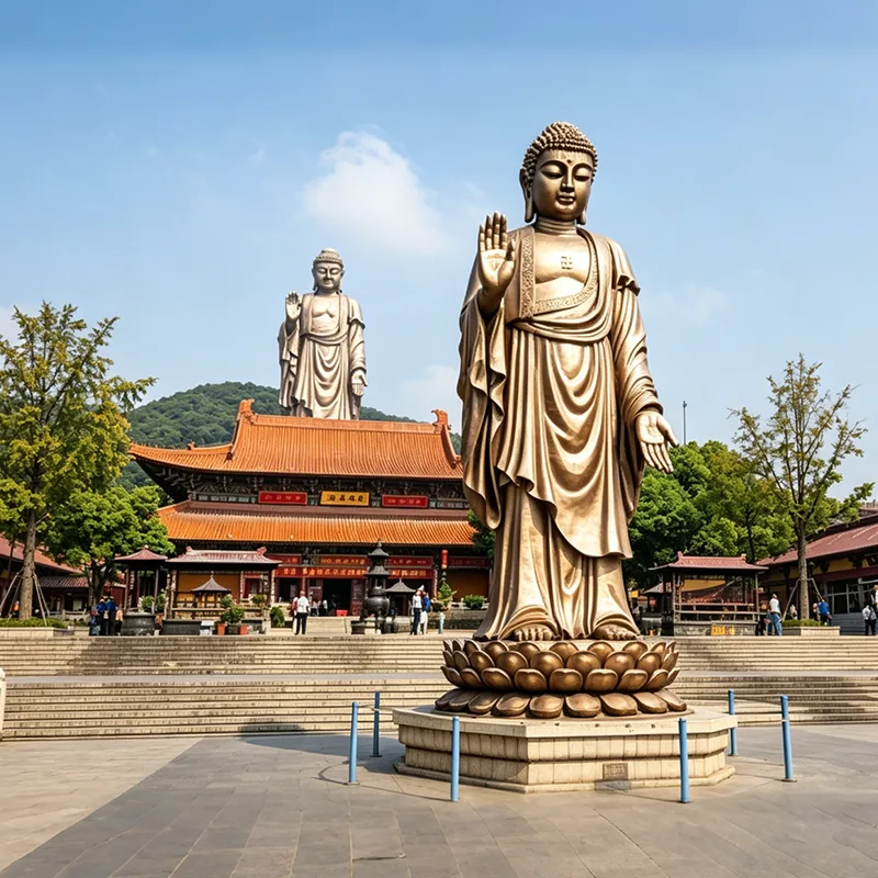 Grande statue de Bouddha Maitreya en cuivre pur