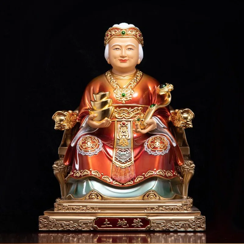Statue de luxe en polychrome doré Fude Niangniang Tu Di Po