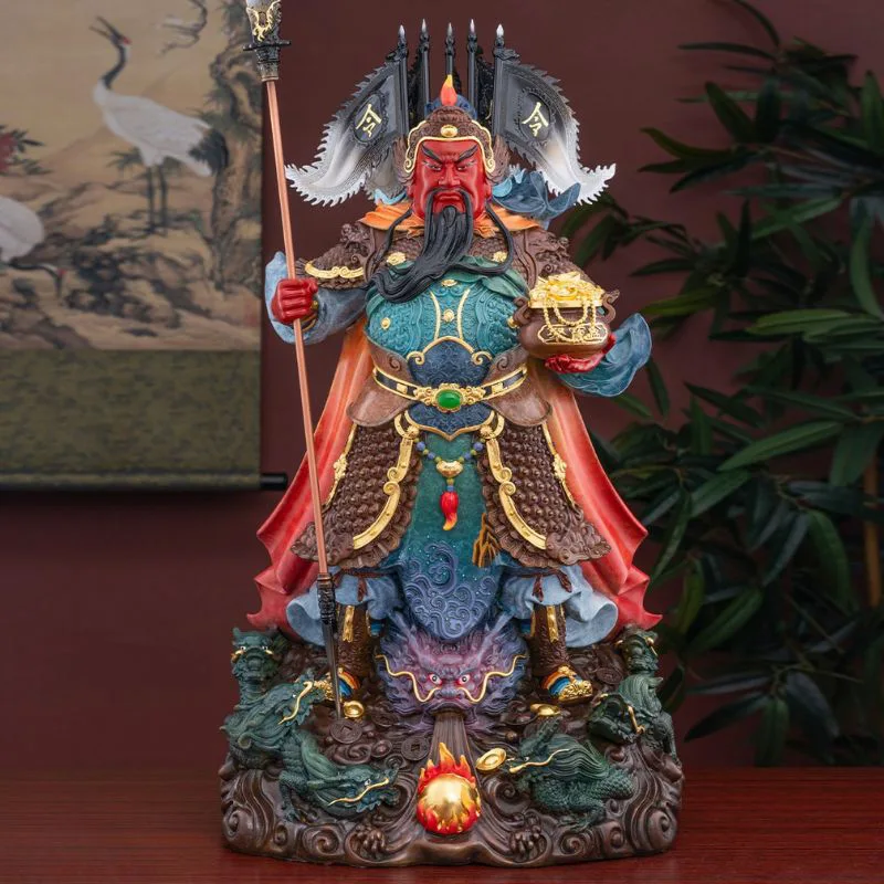 Statue de Guan Yu, épée de hallebarde en laiton de neuf dragons