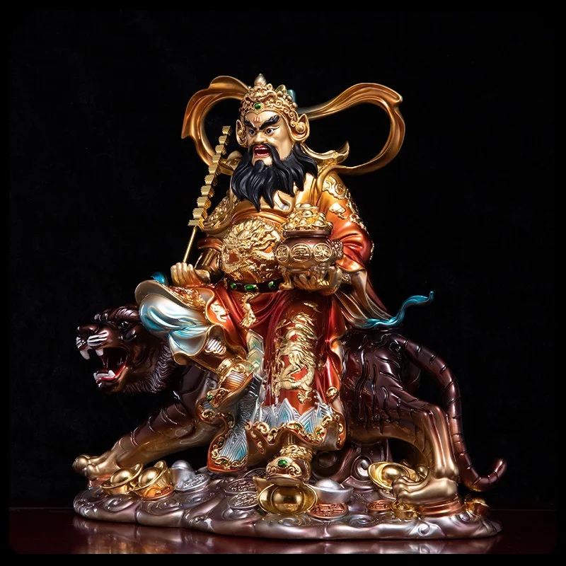 Tigre chevauchant la divinité de la richesse martiale en laiton Zhao Gongming